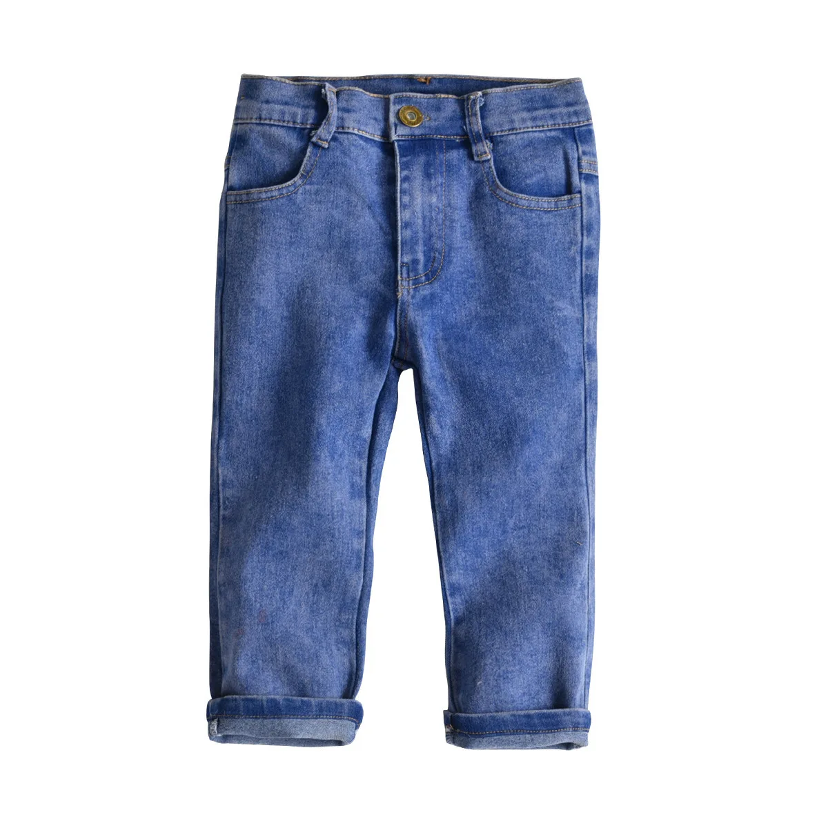 Новые детские повседневные джинсы, длинные джинсовые штаны черного и синего цвета для мальчиков и девочек, весенне-осенние штаны с пуговицами и карманами для малышей 2-10 лет