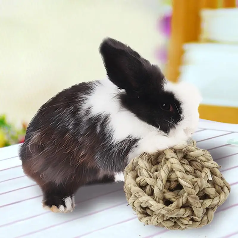 

Hamster Rabbit Toy Natural Straw Ball Rabbit Small Pet Chewing Molar Toy Teeth Cleaner Small Pet Grinding Teeth Toy Pet Supplies