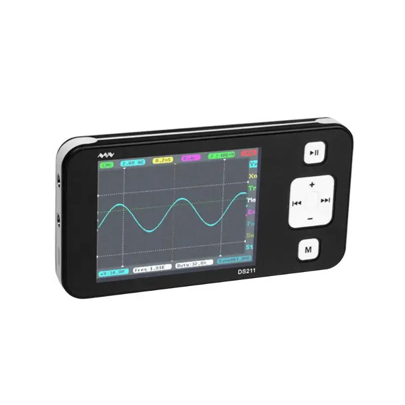 

DS211 Mini Pocket Digital Oscilloscope 1 MSa/s 200kHz TFT LCD Display Screen Spectrum Analyzer Ease Measure Bult-in Battery