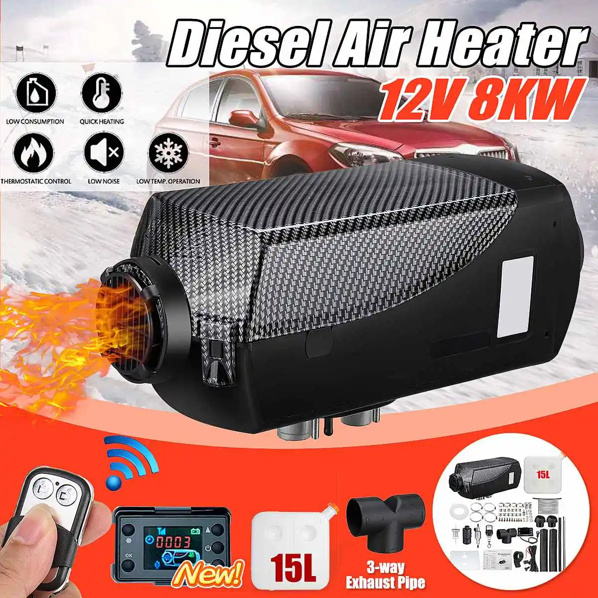 

Car Heater 8KW 12V Air Diesels Heater Parking Heater With Remote Control LCD Monitor for Cars Buses Rvs Trucks Vehicles Boat