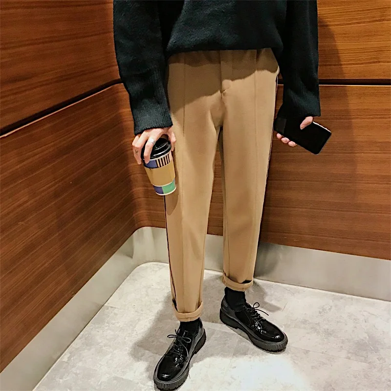 2018 Autumn And Winter New Listing Korean Style Thick Solid Color Casual Woolen Pants Micro-elastic Waist Trousers M-XL |