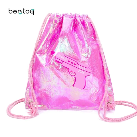 Bags para as Mulheres Mochilas de Viagem Moda Drawstring Doces Geléia Praia Bolsa Encantador Meninas Brilhando Holograma Mochila Pvc Cor