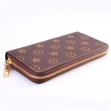 

Drop shipping Portable belt Men's Letter Long Clutch Bag PU Wallets Plaid Simple leisure Zipper purse Man's wallet coffee color