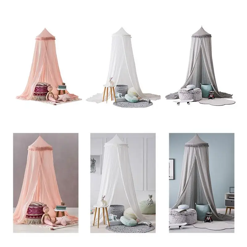 

Princess Style Round Baby Crib Net Dome Bed Cover Chiffon Baby Crib Net For Children Girl Room Decoration Indoor Tent