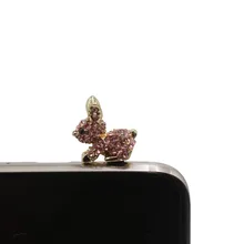 Милый кролик с алмазной пылезащитный заглушки аксессуары для сотового телефона 3,5 мм Пылезащитная заглушка такса для наушников Iphone для samsung