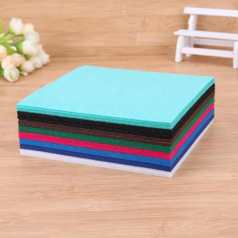

40pcs Colorful Colorful Non Woven Felt Polyester Fabrics Kindergarten Supplies for Sewing Dolls Crafts Fabric Sewing Tools