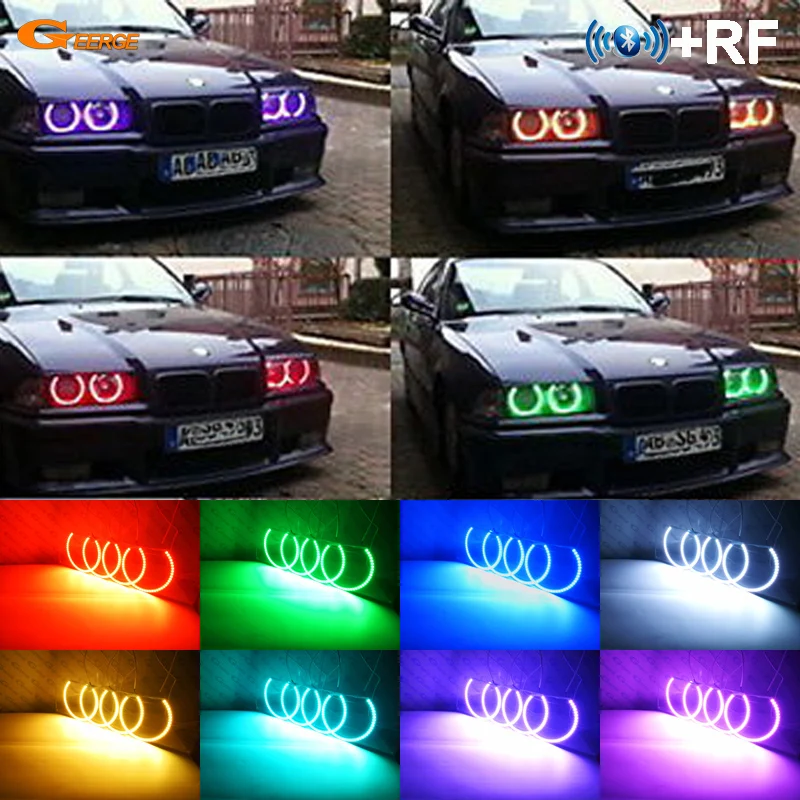 Для BMW E36 3 серии с европейскими фарами 1992-1998 RF Bluetooth контроллер многоцветный ультра яркий RGB комплект светодиодов «глаза ангела»