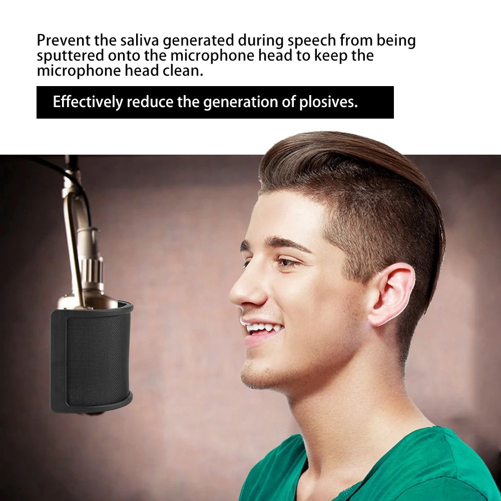 

Microphone Filter U Shape Microphone Mask Mesh Foam Double Layer Mic Windscreen Recording Studio Mic Filter Mask