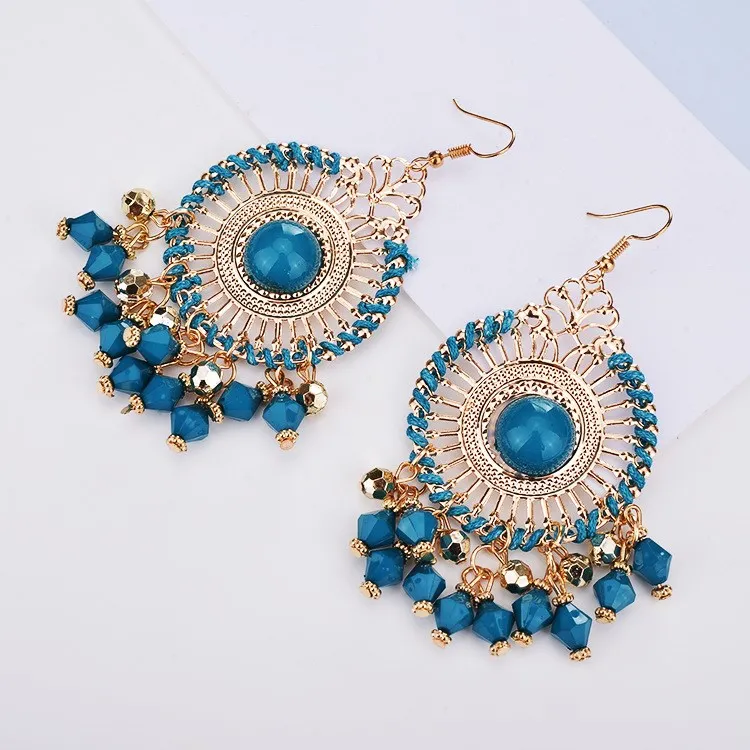 

Boho Rice Beaded Tassel Earrings Women Fashion Ethnic Long Drop Earring