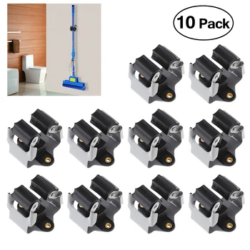 

10pcs Broom Hanger Mop and Broom Holder Broom Organizer Grip Clips Wall Mounted Garden Storage Rack with Screws