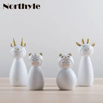 

Nordic Resin Animal figurine tiger panda oryx Giraffe miniature fairy garden home living room decoration feng shui xmas gift
