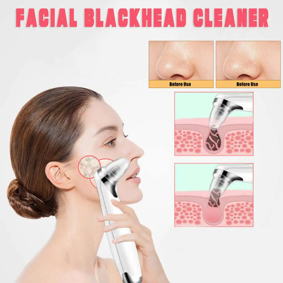 

Skin Care Pore Blackhead Cleaner Remover Electric Colorful Facial Vacuum Acne Lightweight USB Beauty Machine Blue/Red Adjustable