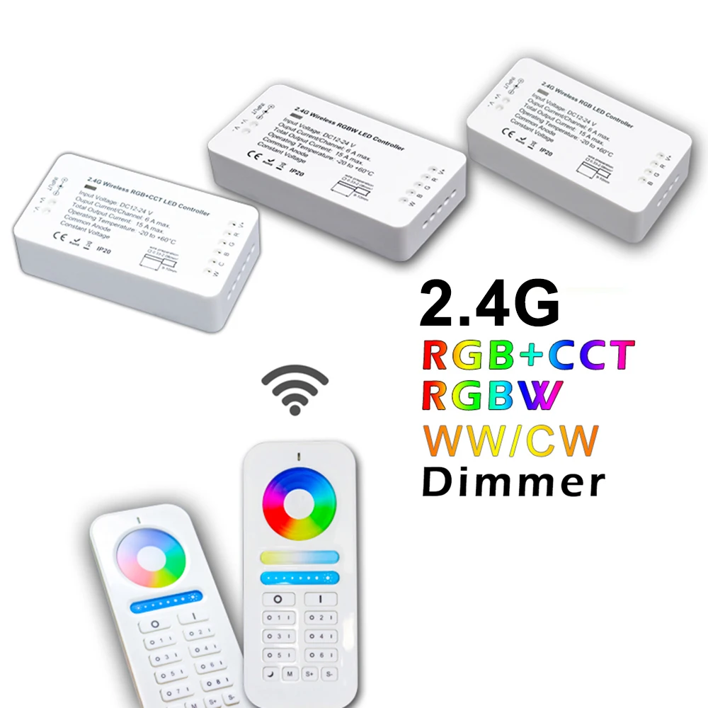 2 4G RGB + CCT RGBW WWCW контроллер диммера 12 в пост. Тока/24 Тока Регулируемый цвет и яркость