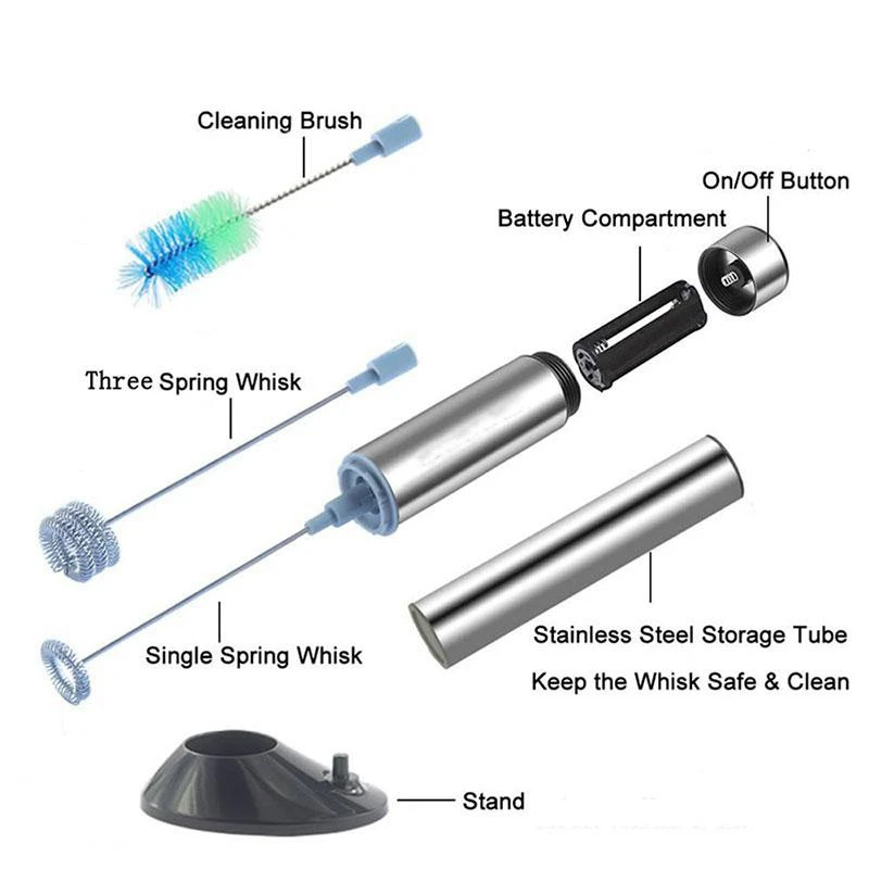Электрический ручной вспениватель для молока из нержавеющей стали, миксер для взбивания яиц, Кофеварка, блендер, автоматическая мешалка для кухни