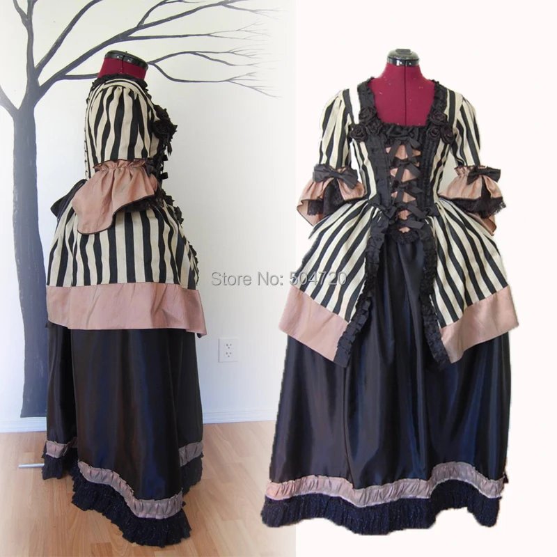 

Tailored!stripe Vintage costumes 18th Duchess Retro medieval Renaissance Reenactment Theatre Civil war Victorian dress HL-411