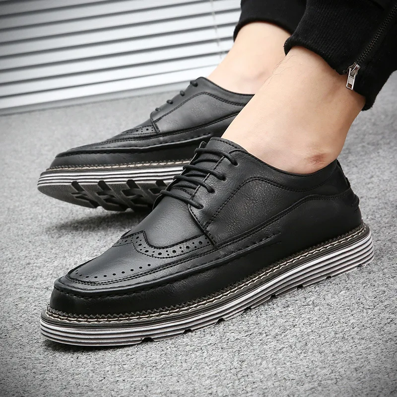 Cuir Plat gray Chaussures Faible Dentelle Zapatillas up Hombre Pour brown Respirant Automne En Casual Black D'affaires Printemps Hommes wB0xPqxa