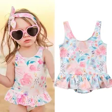 От 0 до 5 лет купальник с оборками и цветочным рисунком для девочек; детский купальный костюм; купальный костюм для малышей; пляжная одежда для плавания; бикини для маленьких девочек; летняя одежда