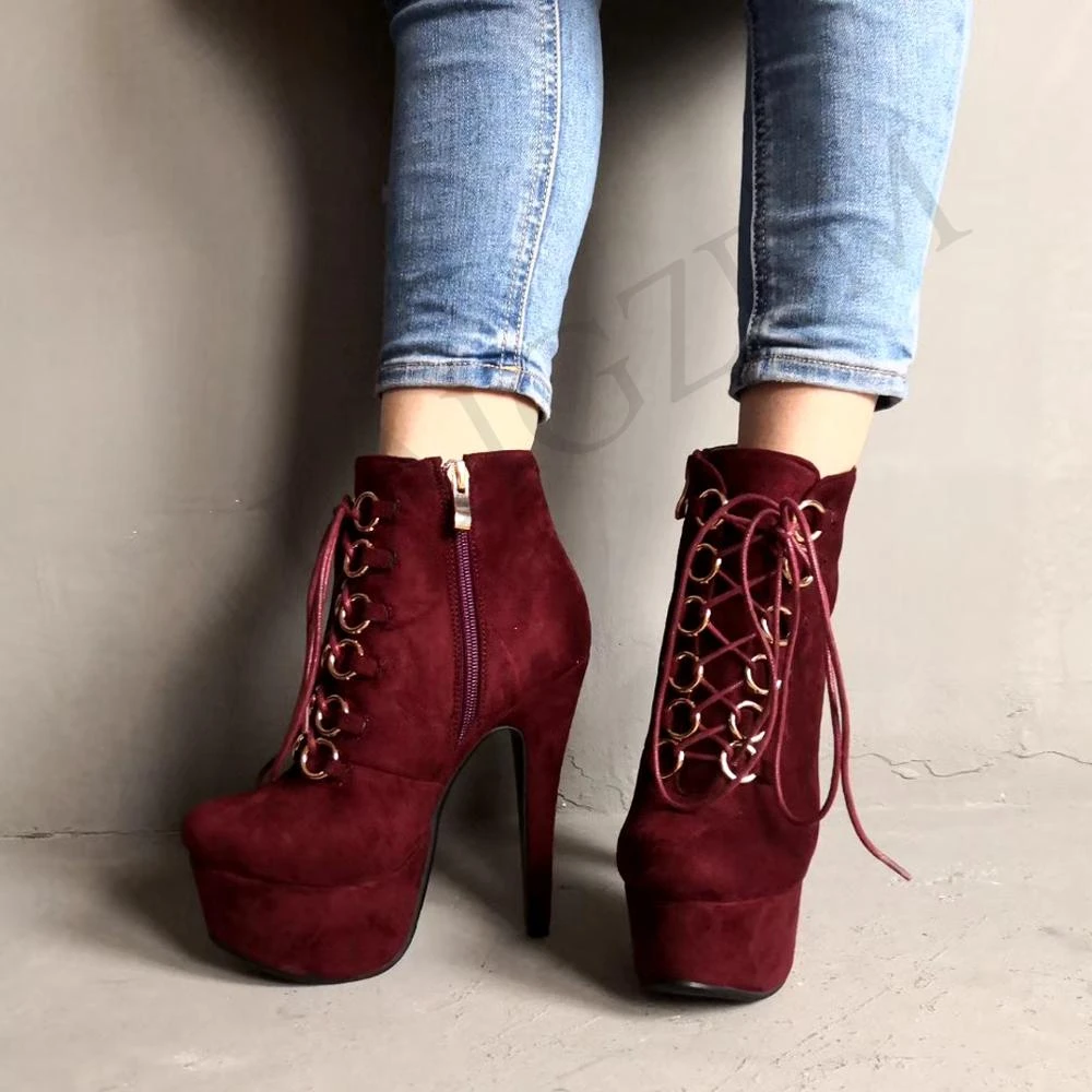 wine red ankle boots