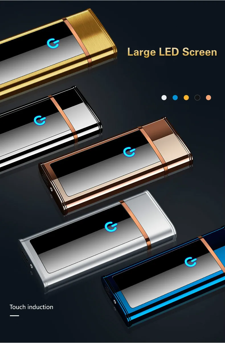 Большая светодиодная сенсорная Индукционная Зажигалка для зарядки USB