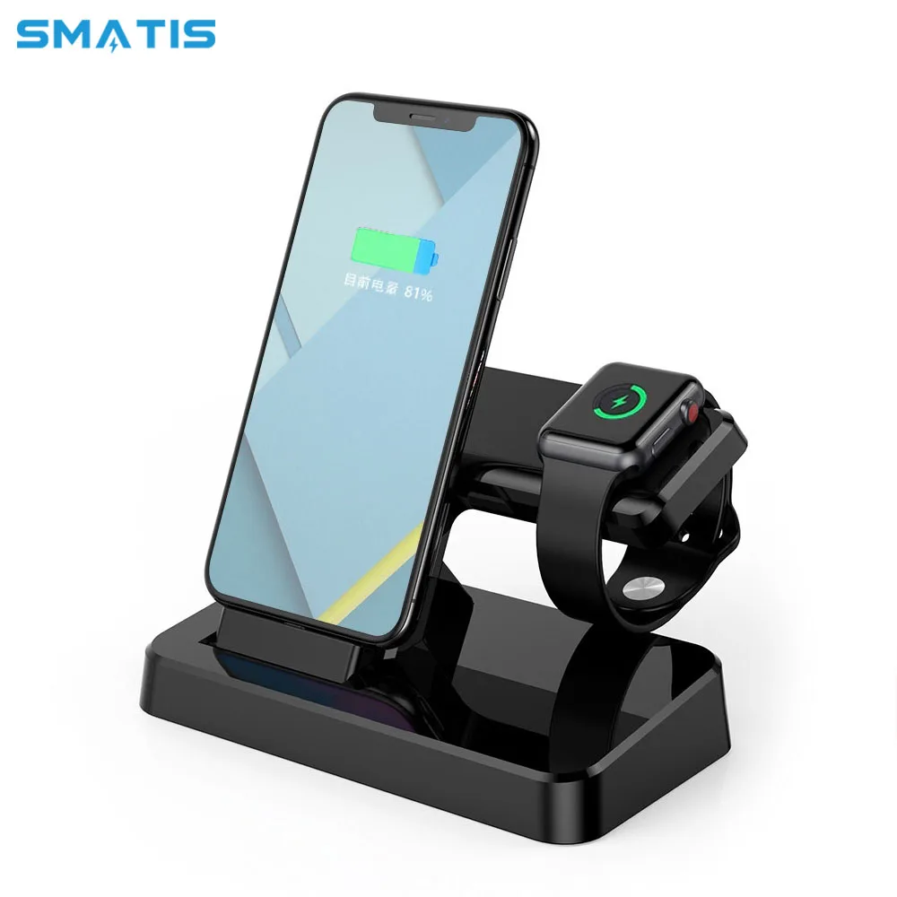 

Wireless Charger Dock Stand Station for Apple Watch iPhone 2 in 1 USB Charging Holder for XS Max XR X 8 7 6 Plus Bracket Cradle