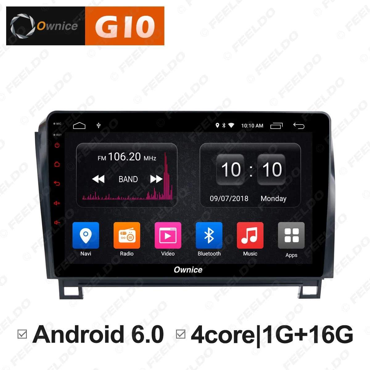 

FEELDO 10.1" Android 6.0 4-Core/DDR3 1G/16G/Support 4G Dongle Car Media Player For Tundra 2007-2013; Sequoia 2008-2018 (1din)