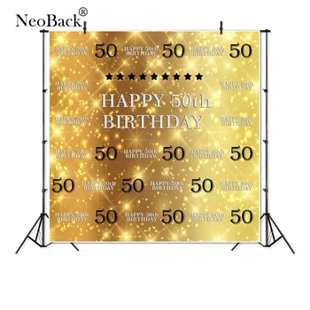 

Thin Vinyl happy 50th birthday twinkling glitter luxury Photography studio Backgrounds Professional Indoor Photo Backdrops