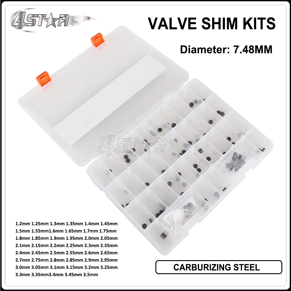 Motorbike 141Pcs 7.48mm Carburizing Steel Valve Shim Kit For HONDA VFR750F VFR800F NX250 RVF750R