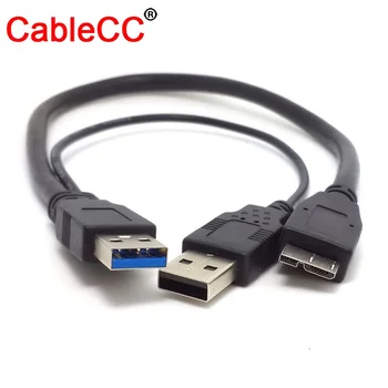 

10pcs/lot CY High Quality Two USB 3.0 A Male to Micro USB 3 Y Cable for Mobile Hard Disk Drive
