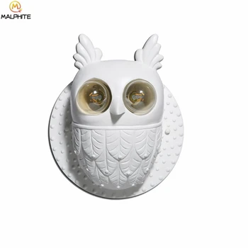 

Modern White Hooters LED Wall Lamp Bedroom Bedside LED Wall Lights Owl Fixtures Restaurant Deco Lighting Luminaires Hanging Lamp