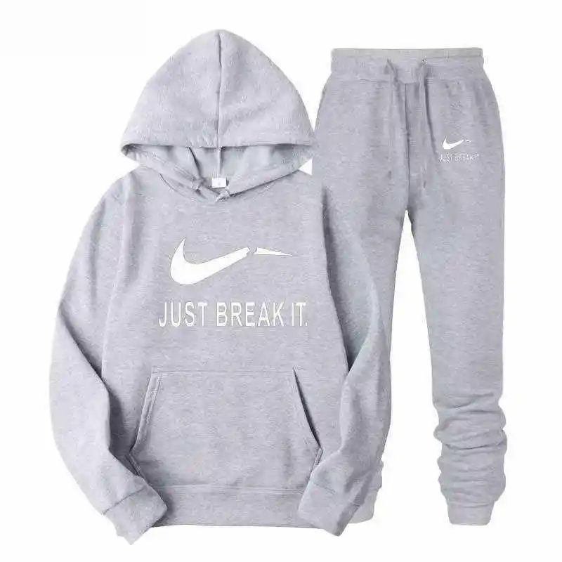 New 2019 Men Tracksuits JUST BREAK IT Outwear Hoodies Sportwear Sets Male Sweatshirts Cardigan Men Set Clothing+Pants Plus Size
