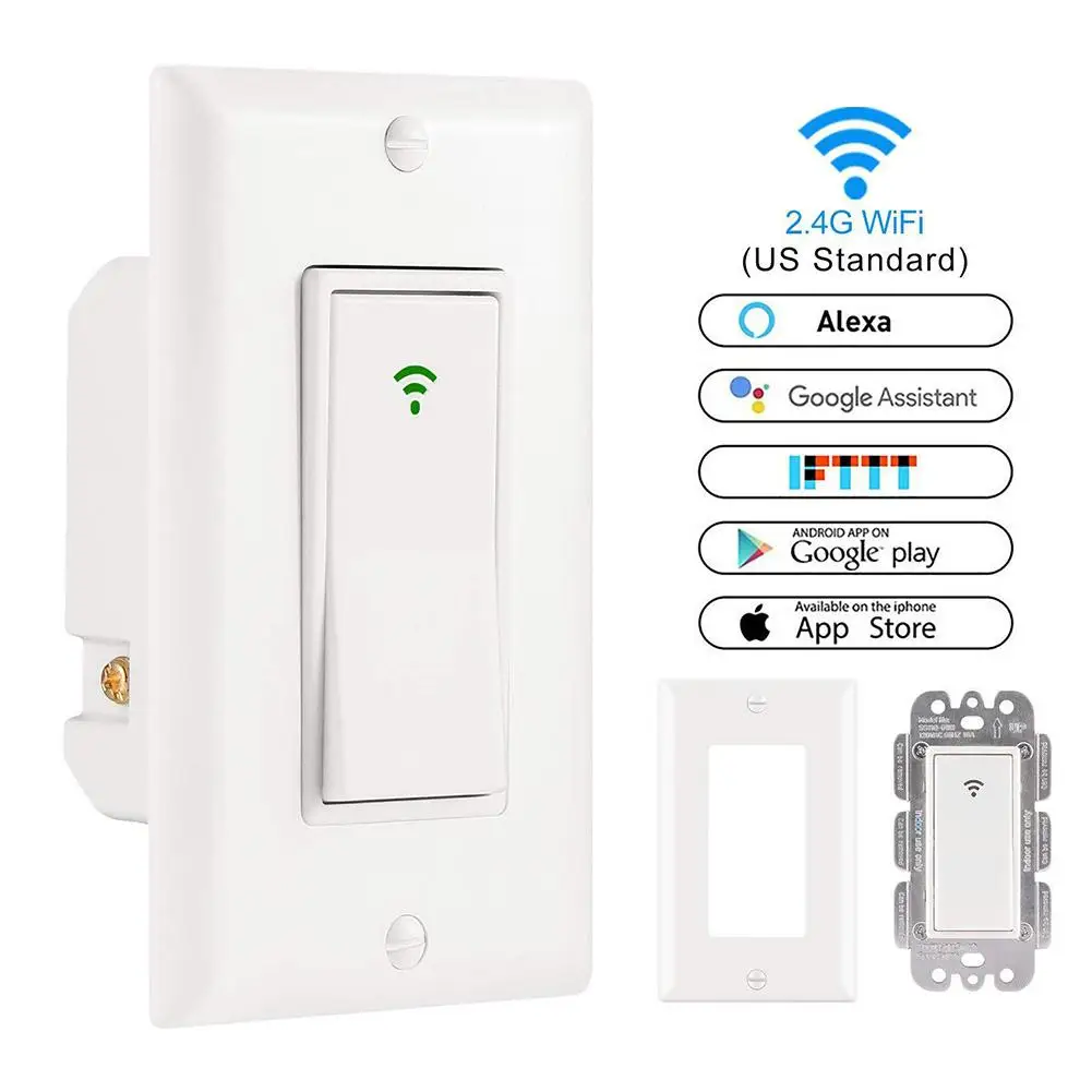 

Adeeing US Plug Intelligent WiFi Wall Light Switch with Voice Control Switch