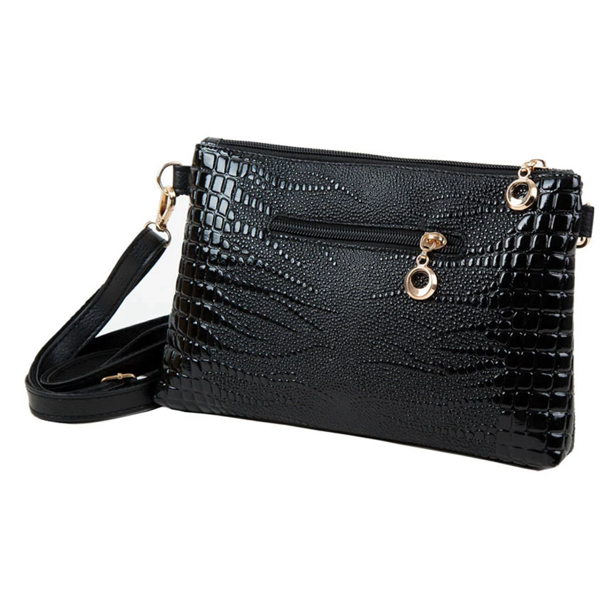 

Famous Designer Brand Alligator Women Handbags High Quality Leather Crossbody Shoulder Bags Black Zipper Clutch Solid Sac miwind