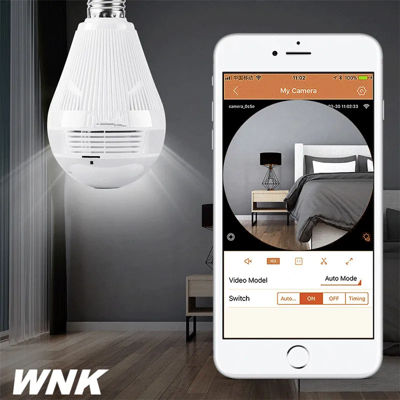 

2019 WNK 960P Fisheye IP Camera WiFi 360 Degree View Angle Light Lamp Bulb Surveillance Security Camera Home Security CCTV Camer