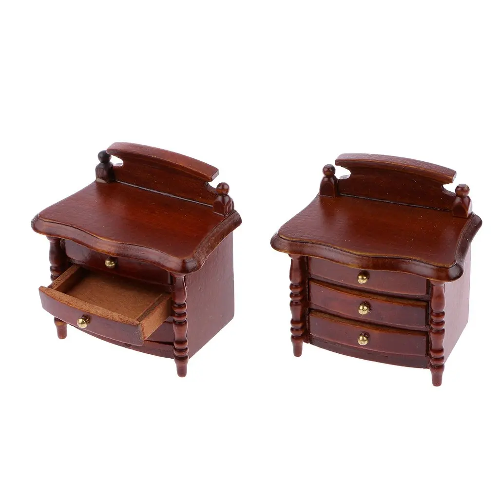  1:12 Scale Dollhouse Bedroom Furniture Wooden Bed Stool Bedside Table Rocking Chair Miniature Doll 