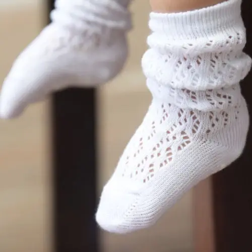 Baby Girls Boys Socks Knee High Lace Hollow Socks Cotton Long Tube Booties Sox
