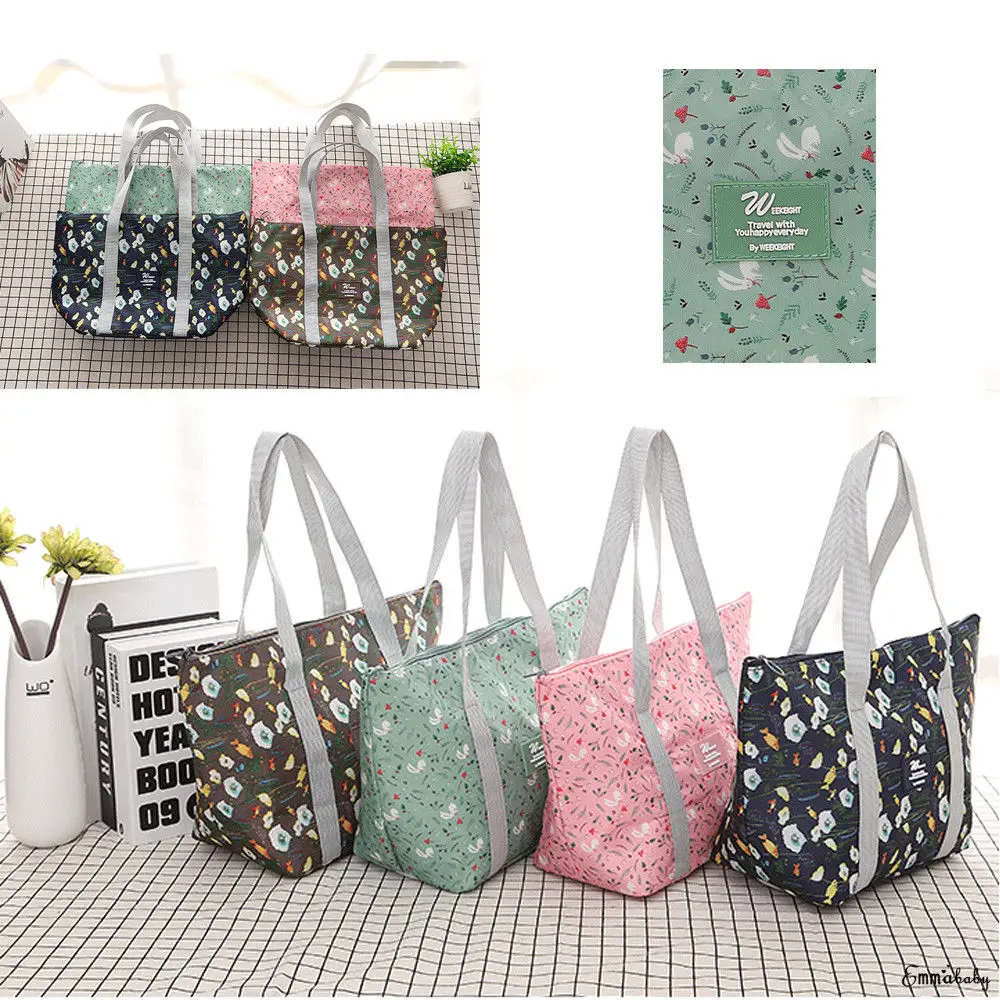 

2019 New Lunch Bags Bolsa Termica lonchera Flower Printed Collapsible Portable Waterproof Bags PVC Aluminum Bento Bag