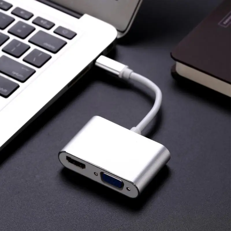 USB Type C to HDMI VGA Adapter Male to Female Type-C Converter Audio Video Cable for Macbook pro ChromeBook USB-C phone Tablet USB Type C to HDMI VGA Adapter Male to Female Type-C Converter Audio Video Cable for Macbook pro ChromeBook USB-C phone Tablet