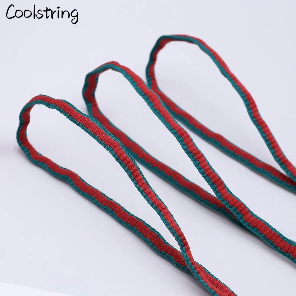 Coolstring 6mm Oval Plastic Tips Two-tone Shoestrings Green Red Polyester Shoelace Semicircular Sports Laces For Canvas Sneakers