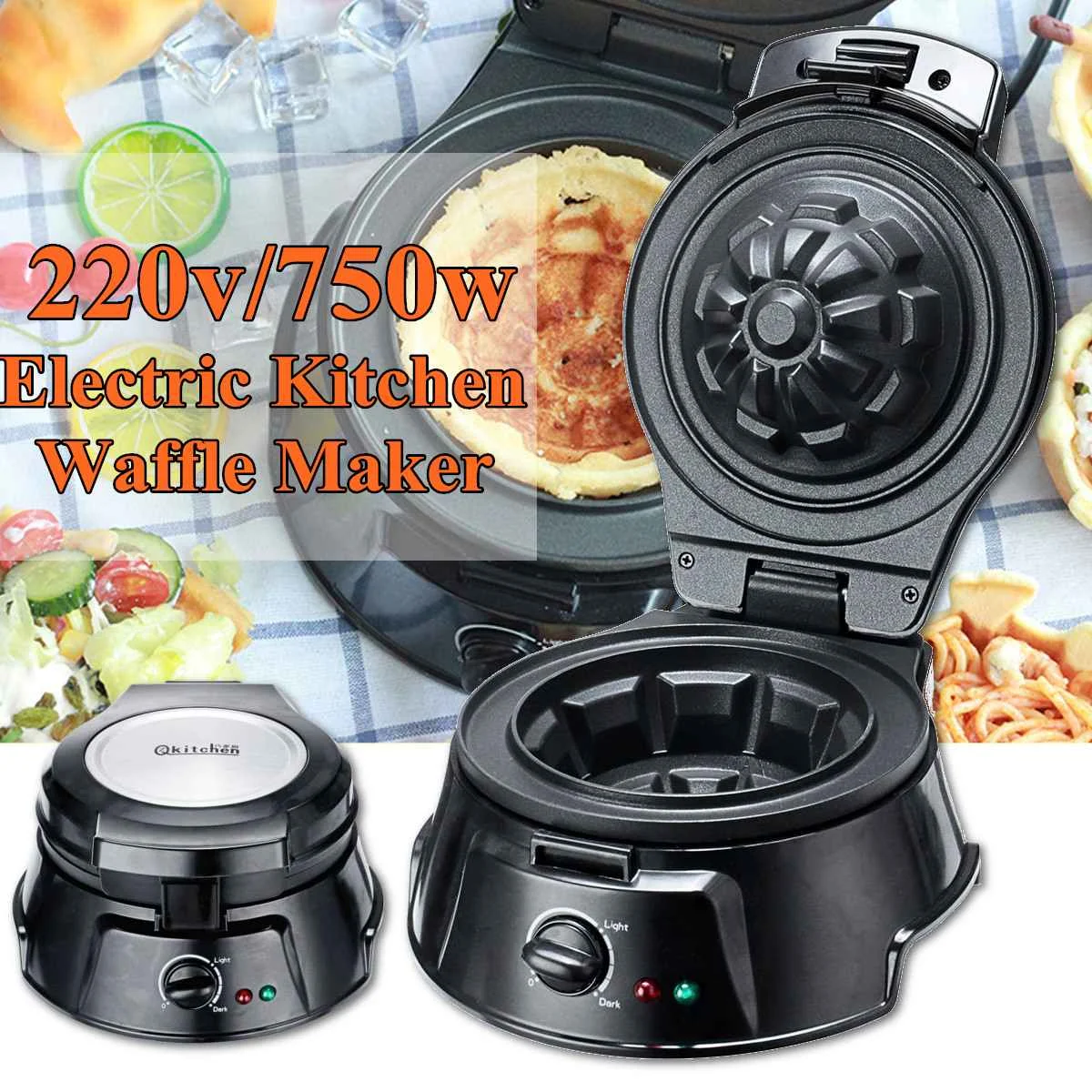 

220V Electric Presto Waffle Maker Non-Stick Kitchen Breakfast Brunch Dessert Cookware Baking Machine Tools Kitchen Accessories