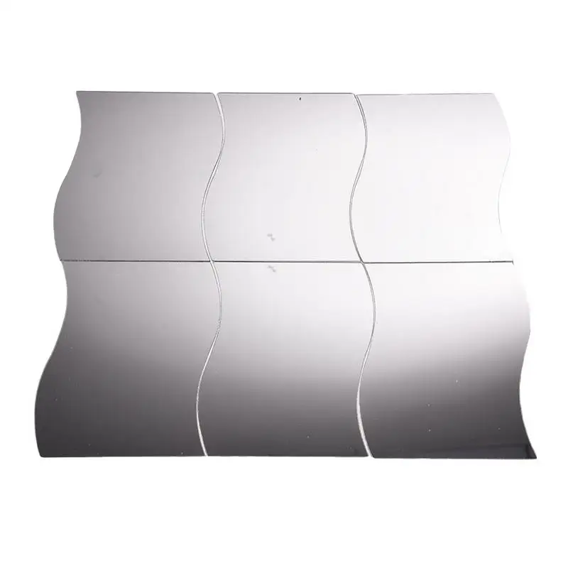 6Pcs//Set 3D Wavy Mirror Wall Stickers Removable Acrylic Art Mural Home Decor US