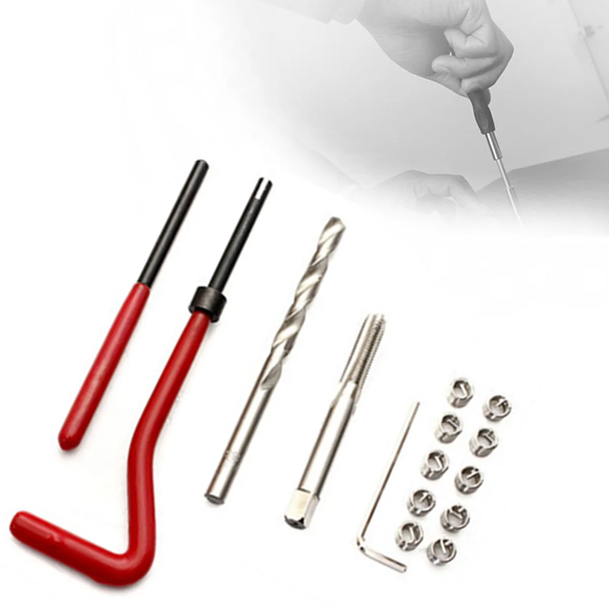 

15Pcs/25Pcs M8 M10 M12 M14 Helicoil-Restoring Thread Repair Wire Insert Kit Set With Hard Case for Engine Repair Damaged Threads