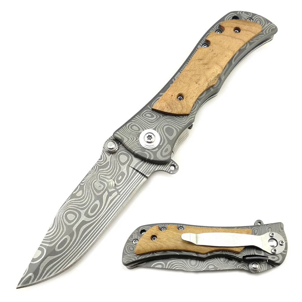 Охотничий нож OWL OD025 тактический складной карманный клинок из Дамасского тигра с