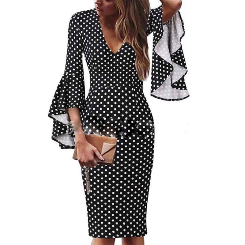 

Vestidos Woman Sexy Long Sleeve printed with flare and Deep V neckline Beach short Dress with Ruffles Bohemian Party dressses