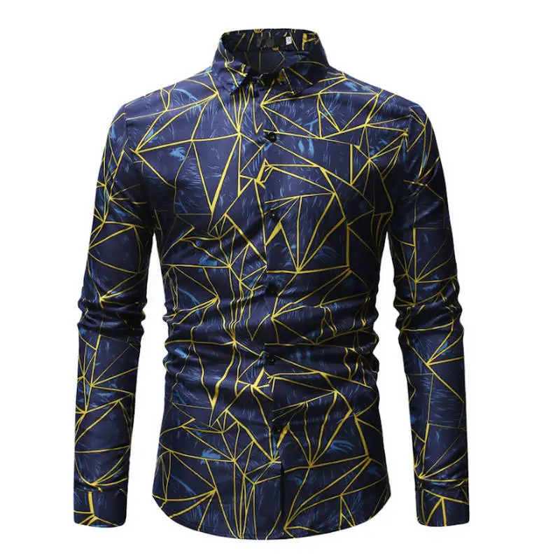 

2018 Retro Floral Printed Men Casual Shirts Classic Men Dress Shirt Men's Long Sleeve Brand New Fashion Spring Shirts m-3xl