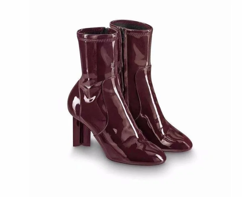 

Women 10cm high-heeled shoes ankle boot For woman Top Quality shoe last Italy Vernis patent leather Boots dancing party Goddess