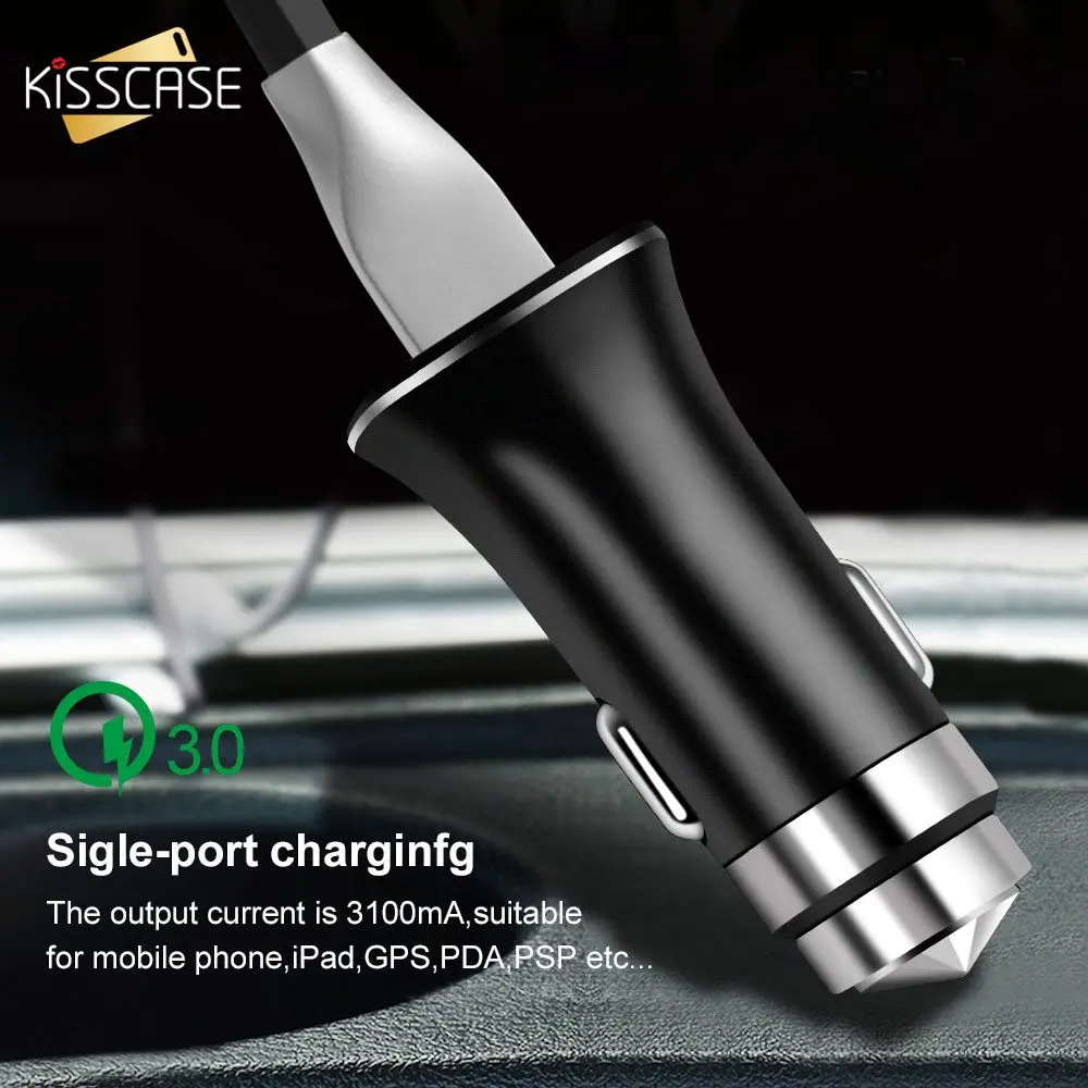 KISSCASE العالمي سريع شحن USB شاحن سيارة للهاتف في سيارة سريعة تهمة QC 3.0 سيارة-مهايئ شاحن ل مايكرو نوع C كابل