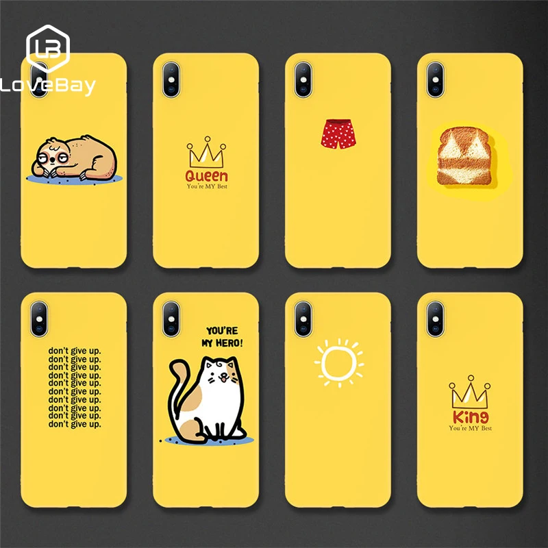 Lovebay Soft TPU Silicone Back Cover For iPhone X 8 7 6 6s Plus Cases King Queen Crown Cats Animals 5 5s SE XS MAX XR |