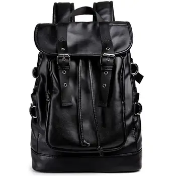 

Simple Large Capacity Mens Backpack For Travel Casual PU Leather School Backpack Bookbag For Boys Teens Daypacks Mochila