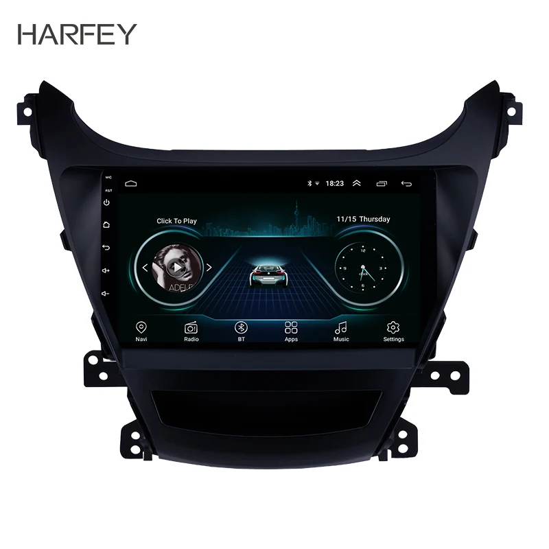 Harfey Автомобильный мультимедийный плеер 9 &quotHD 2Din Android 8 1 для Hyundai Elantra 2014 2015 стерео