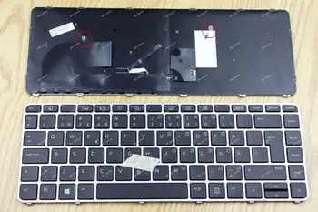 

New DK Swedish Nordic Finnish Svenska Backlit Keyboard For HP EliteBook 745 G3 745 G4 840 G3 840 G4 Silver Frame Black, Pointer